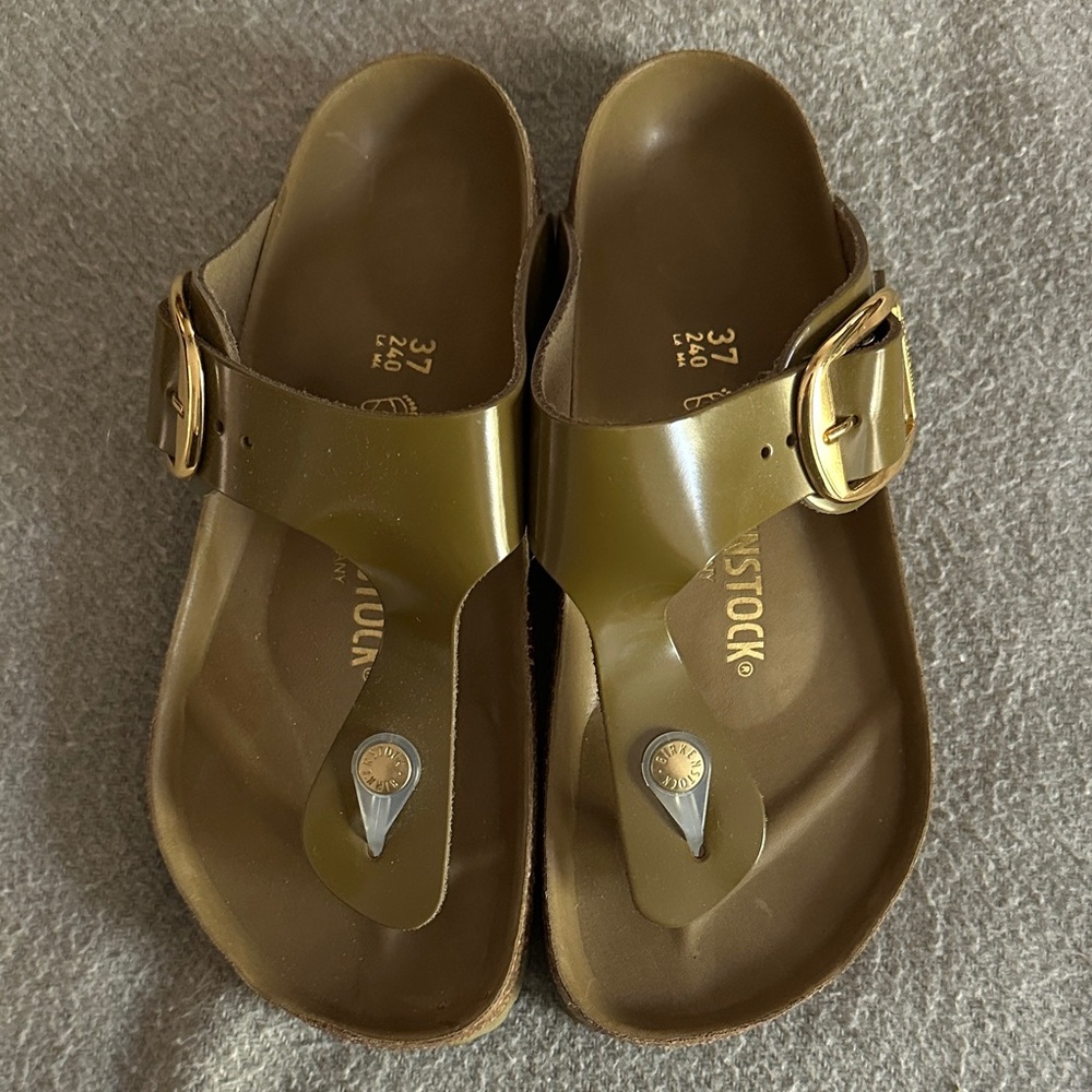 Birkenstock Olive Green Gizeh Big Buckle Sandals